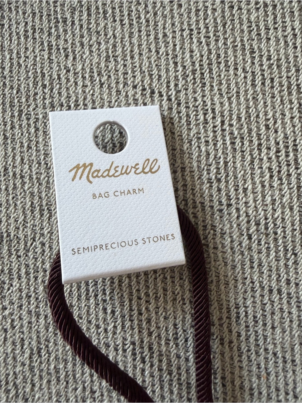 Madewell Brown Cord Bag Charm with White Tag - Picture 2 of 4